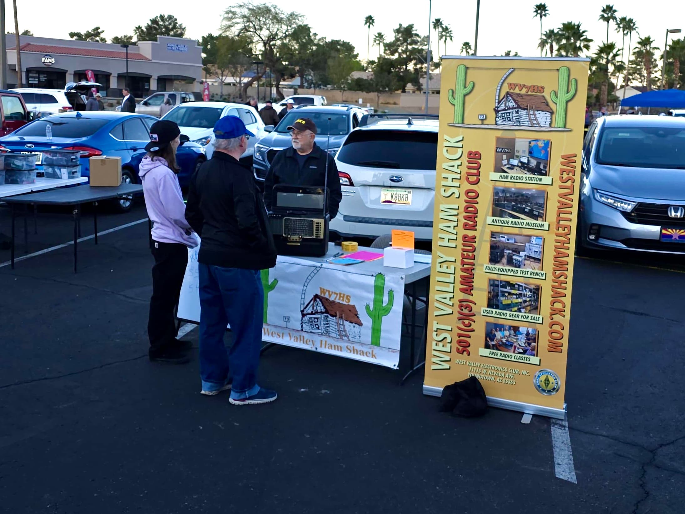 West Valley Ham Shack booth with radio equipment at outdoor event